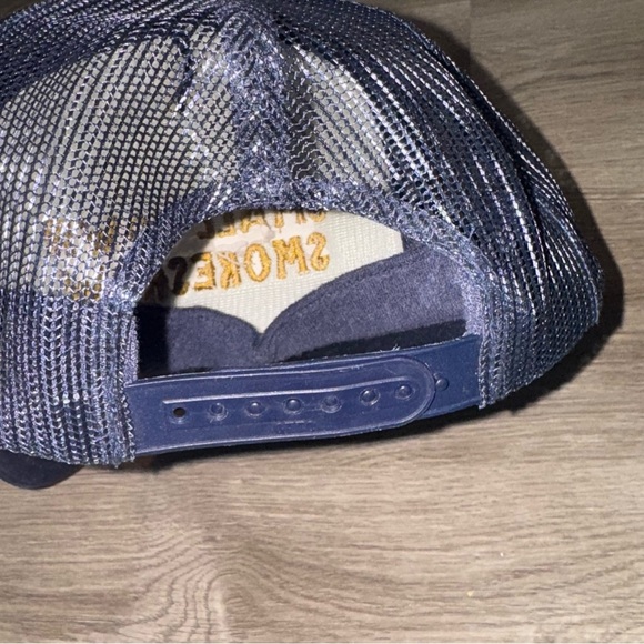 Navy Small Town Smokeshow Trucker Hat with Yellow Embroidery - Picture 8 of 9